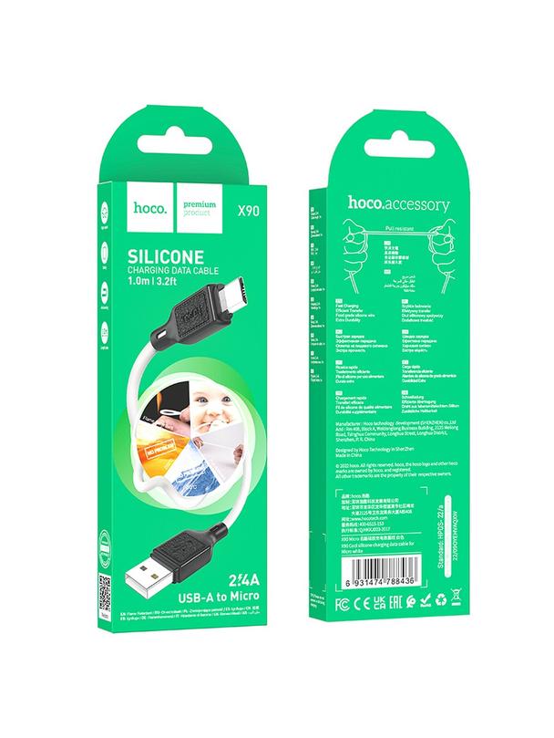 Kabel USB A do Micro USB Hoco 2,4A 1 m X90 biały