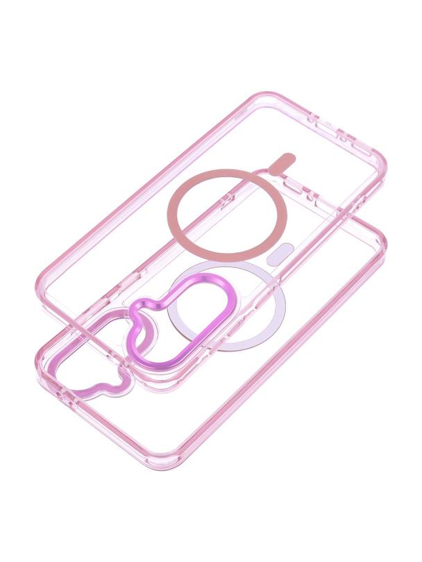 Futerał FRAME CLEAR HYBRID MAG COVER kompatybilny z MagSafe do SAMSUNG A37 pudrowy róż