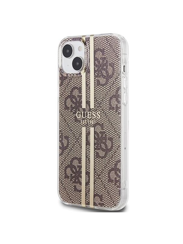 GUESS futerał do IPHONE 15 GUHCP15SH4PSEGW (4G Gold Stripe) brązowy