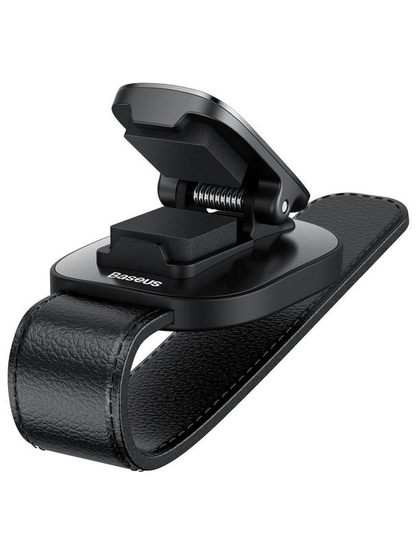 BASEUS uchwyt samochodowy na okulary klips skórzany Platinium Vehicle czarny ACYJN-B01