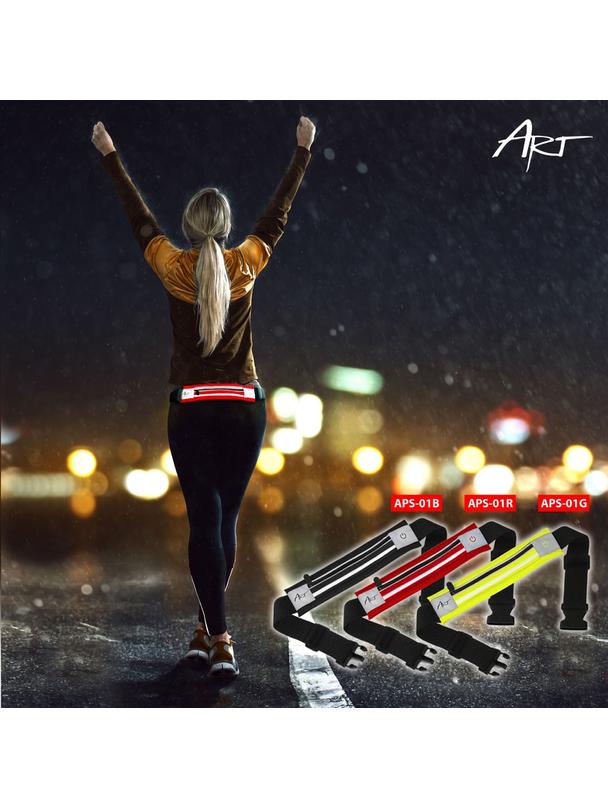 ART pas sportowy z kieszenią podświetlany APS-01R czerwony