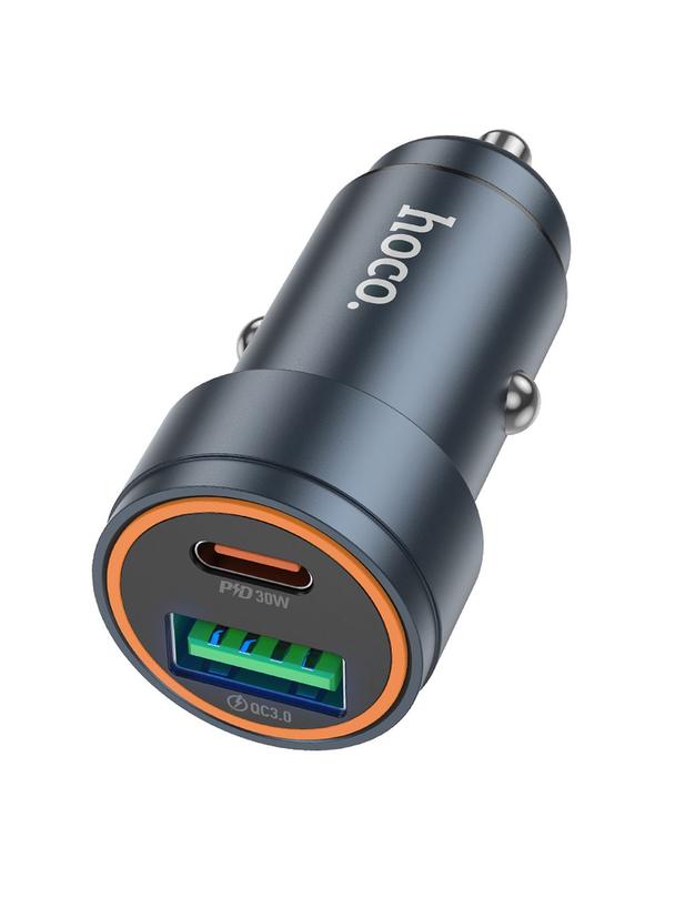 Ładowarka samochodowa Hoco USB A + USB C QC3.0 PD 3A 30W Z57A szara