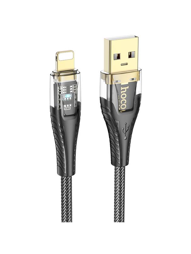 Kabel USB A do Lightning Hoco 2,4A 1,2 m U121 czarny transparentny