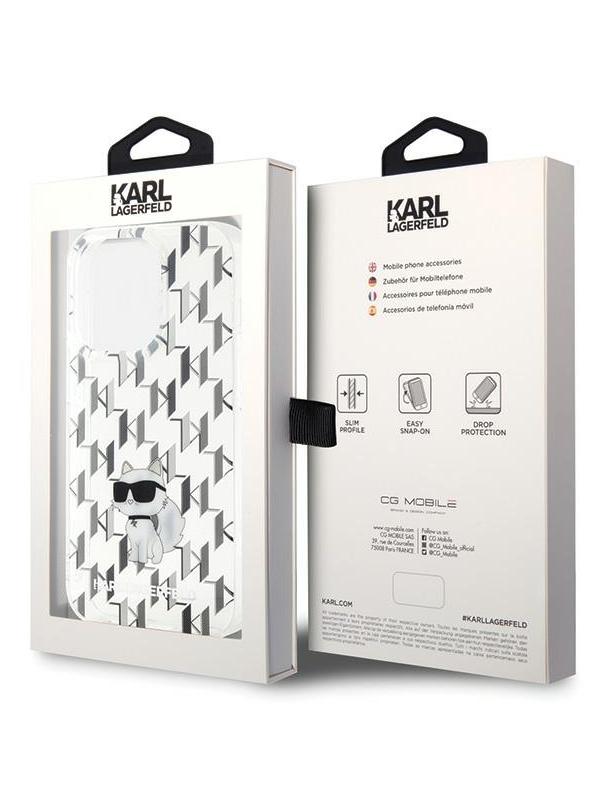 KARL LAGERFELD futerał do IPHONE 15 Pro KLHCP15LHNCMKLT (Monogram) transparentny