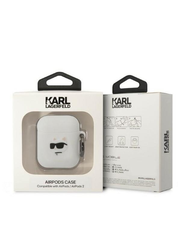 KARL LAGERFELD futerał do APPLE Airpods 1 / 2 KLA2RUNCHH (3D Sil NFT Choupette) biały