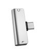 Adapter AUX 2w1 USB C do Jack 3,5 mm / USB C Hoco LS26 srebrny
