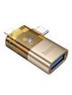 Adapter OTG 2w1 Lightning / USB C do USB A Hoco UA36E złoty