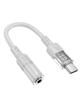 Adapter AUX USB C do Jack 3,5 mm Hoco 0,15 m LS37 transparentny szary