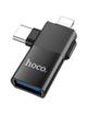 Adapter OTG 2w1 USB C / Lightning do USB A Hoco UA17 czarny