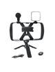 Uchwyt selfie z pilotem bezprzewodowym tripod z LED / mikrofonem do streamów TL-49T czarny