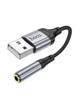 Adapter AUX USB A do Jack 3,5 mm Hoco 0,12 m LS36 czarny