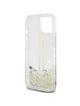 GUESS futerał do IPHONE 15 GUHCP15SLFCSEGT (Liquid Glitter Gold Stripes) transparentny