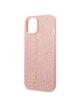 GUESS futerał do IPHONE 14 Plus GUHCP14MHGGSHP (Glitter Flakes Script Metal Logo) różowy