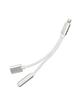 Adapter AUX 2w1 Lightning (męski) do Lightning (żeński) / Jack 3,5 mm (żeński) srebrny