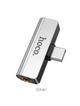 Adapter AUX 2w1 USB C do Jack 3,5 mm / USB C Hoco LS26 srebrny