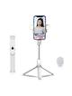 Uchwyt selfie z pilotem bezprzewodowym tripod z LED SSTR-20 biały