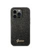 GUESS futerał do IPHONE 14 Pro GUHCP14LHGGSHK (Glitter Flakes Script Metal Logo) czarny