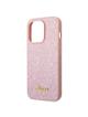 GUESS futerał do IPHONE 14 Pro GUHCP14LHGGSHP (Glitter Flakes Script Metal Logo) różowy