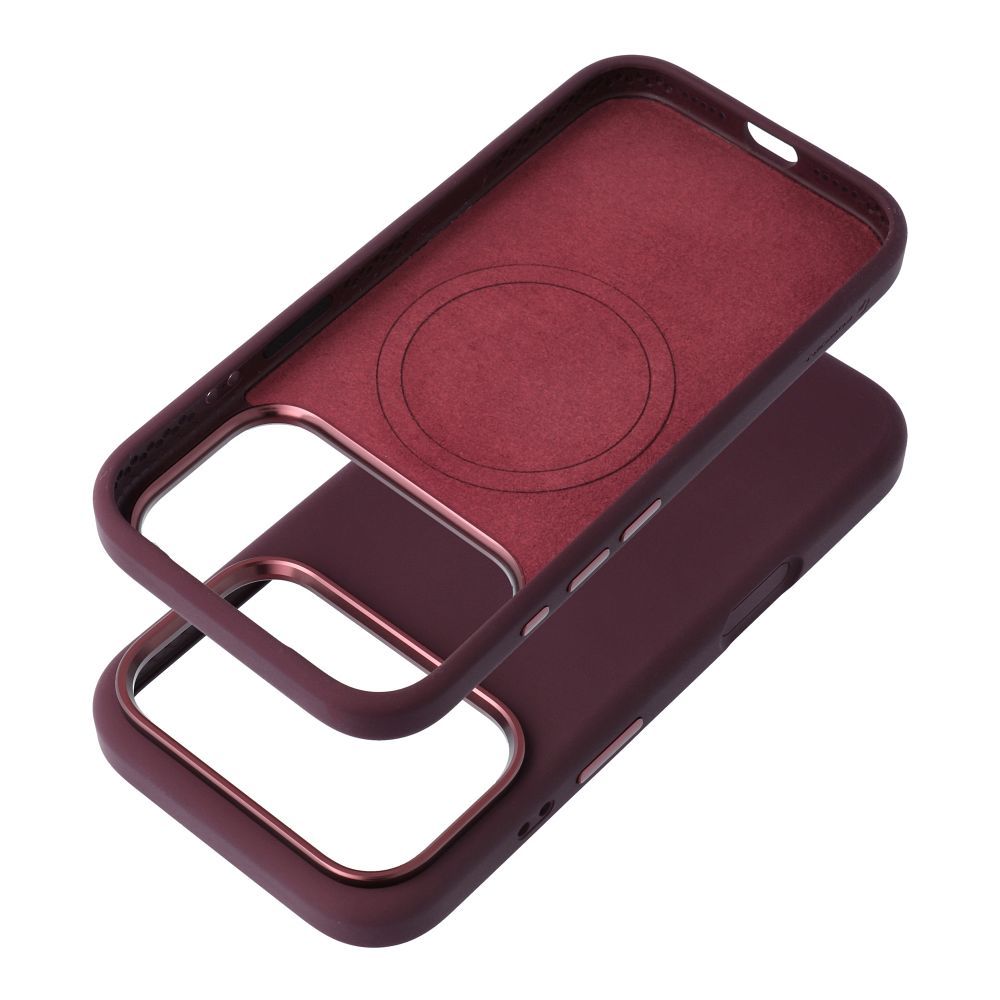Case for iPhone 18 Pro / 17 Pro Forcell F-Protect Frame Premium compatible with Magsafe dark cherry