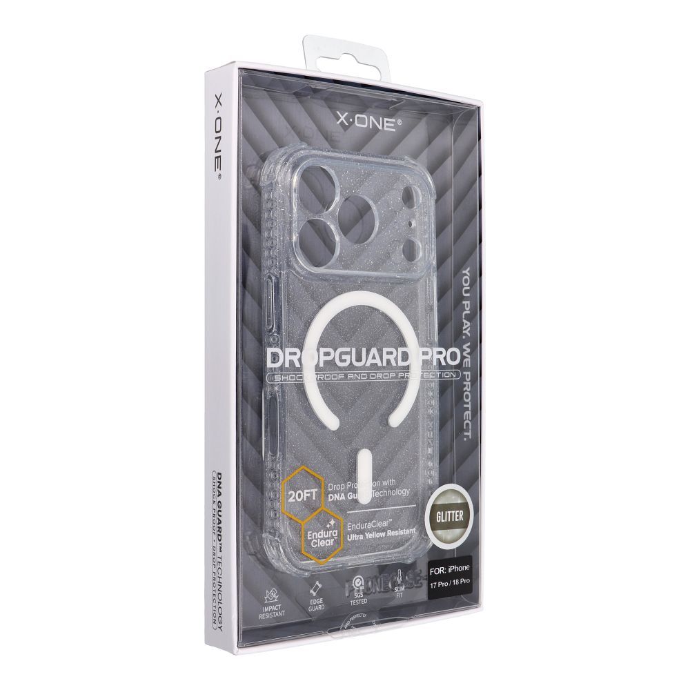 X-ONE Dropguard Pro compatible with MagSafe for iPhone 18 Pro / 17 Pro glitter white