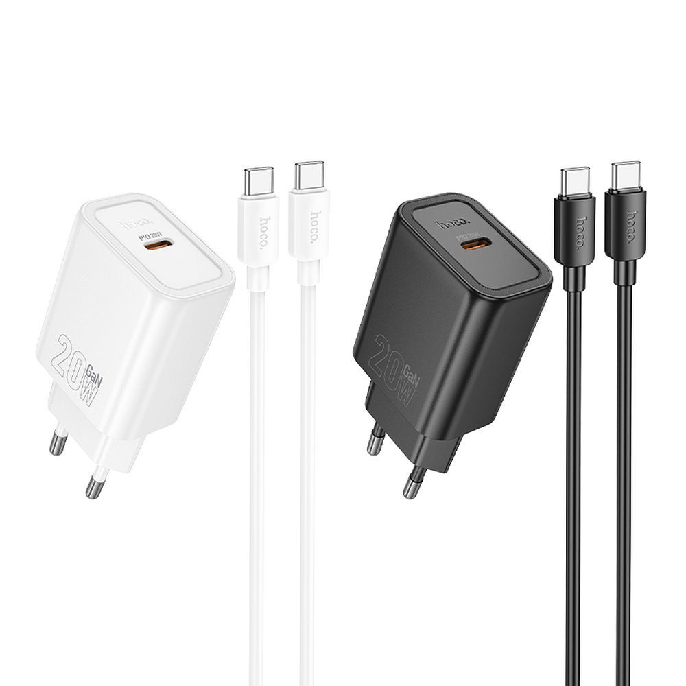 Phone charger Hoco USB C QC PD 20W + cable USB C to Lightning N60 black