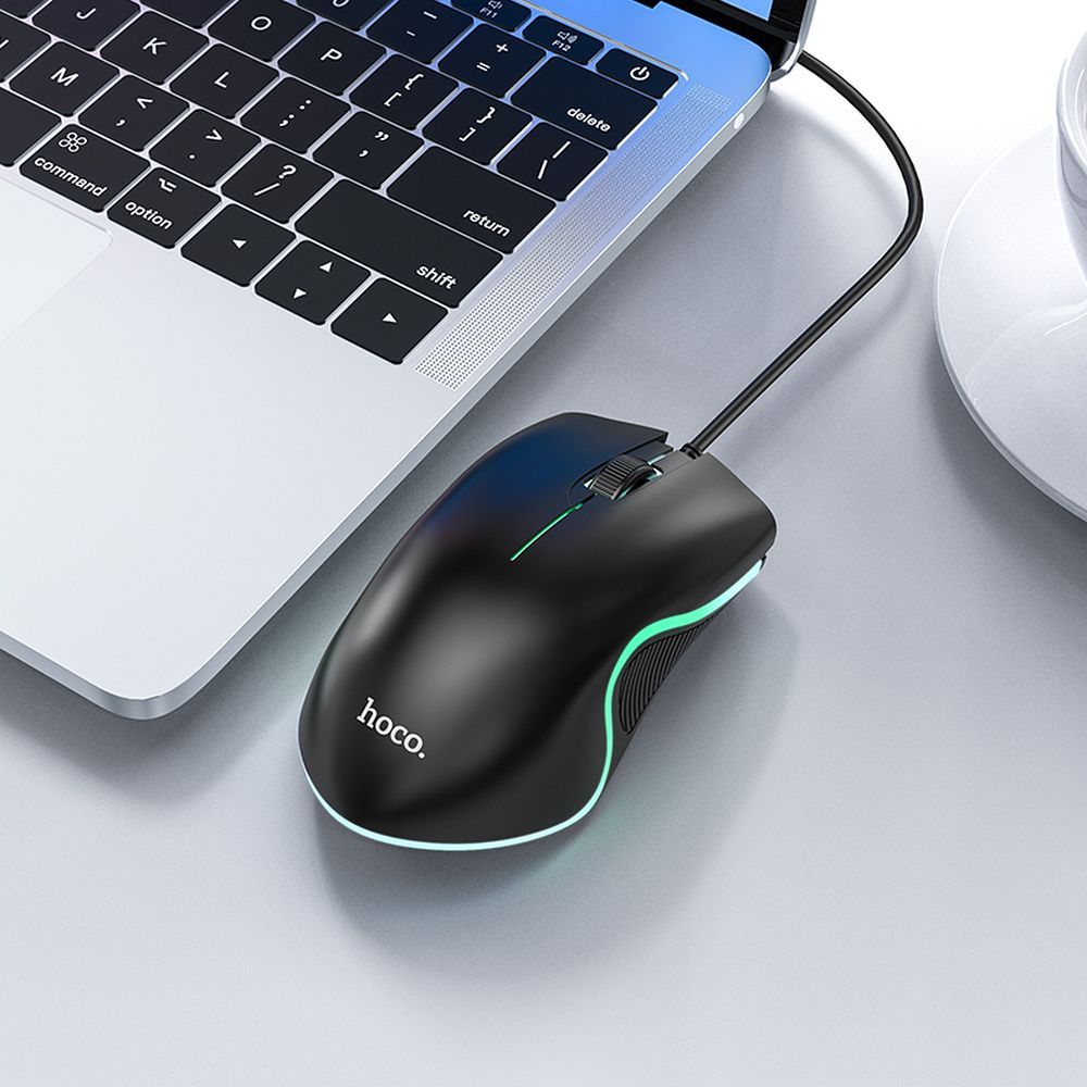 Wire gaming mouse Hoco USB A 1000 dpi with flashing light GM19 black