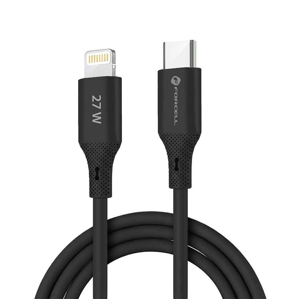 Cable USB C to Lightning Forcell F-Energy PD 3A 27W Silicone 1 m C346 black