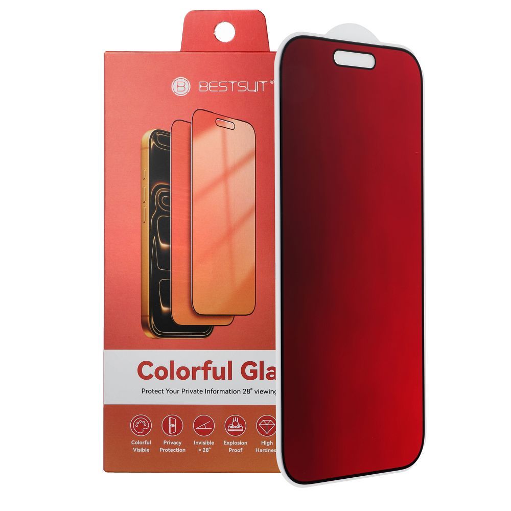 Bestsuit Flexible Hybrid Glass 5D Colorfull Privacy 180 for IPHONE 17 Pro magenta