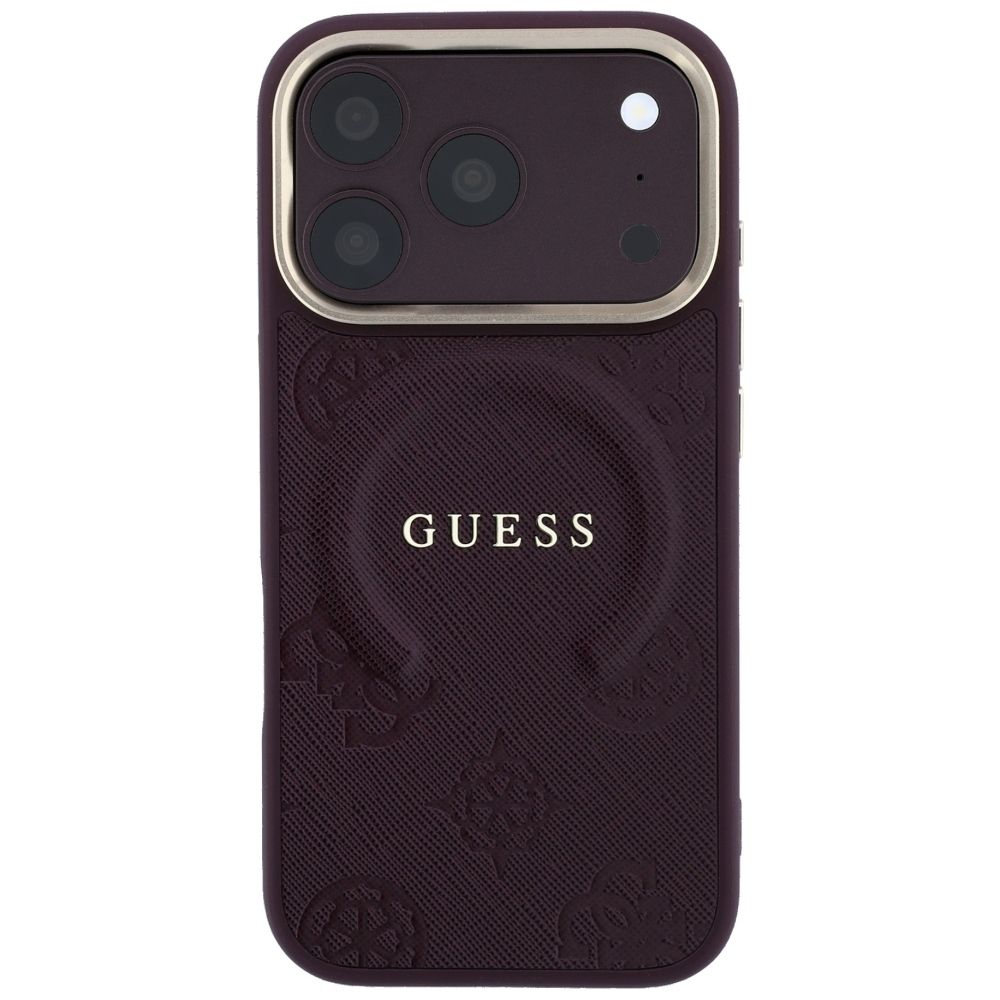 Case for IPHONE 18 Pro/17 Pro compatible with MagSafe (Saffiano Peony Ring) brown