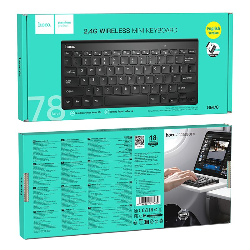 Wireless keyboard 2.4G QWERT Hoco GM70 black