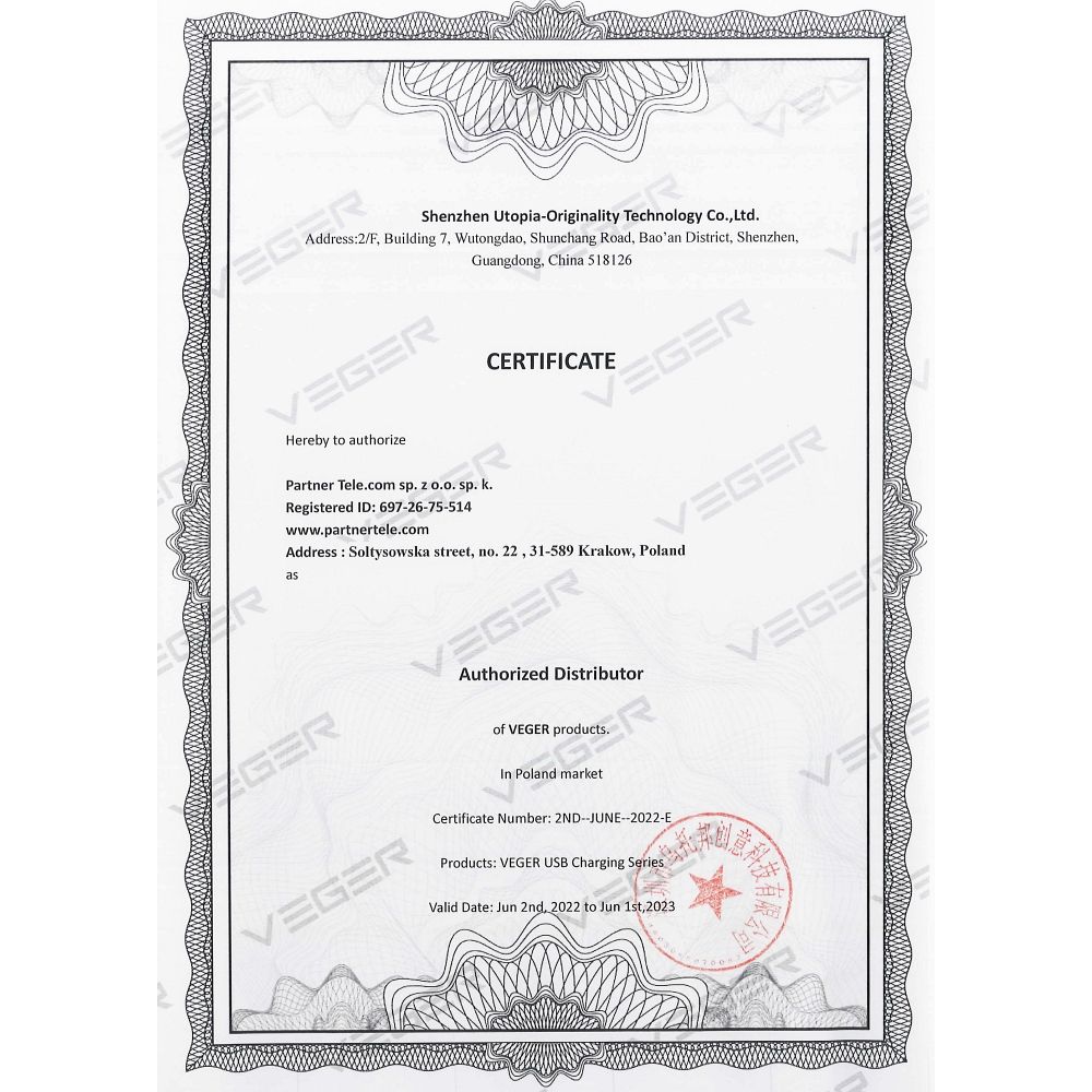 VEGER powerbank 10000 mAh L11 (W1087) czarny