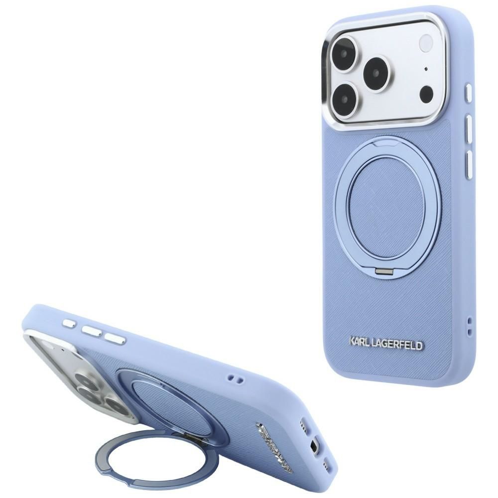 KARL LAGERFELD case for IPHONE 18 Pro/17 Pro compatible with MagSafe (Saffiano Classic Logo) light blue
