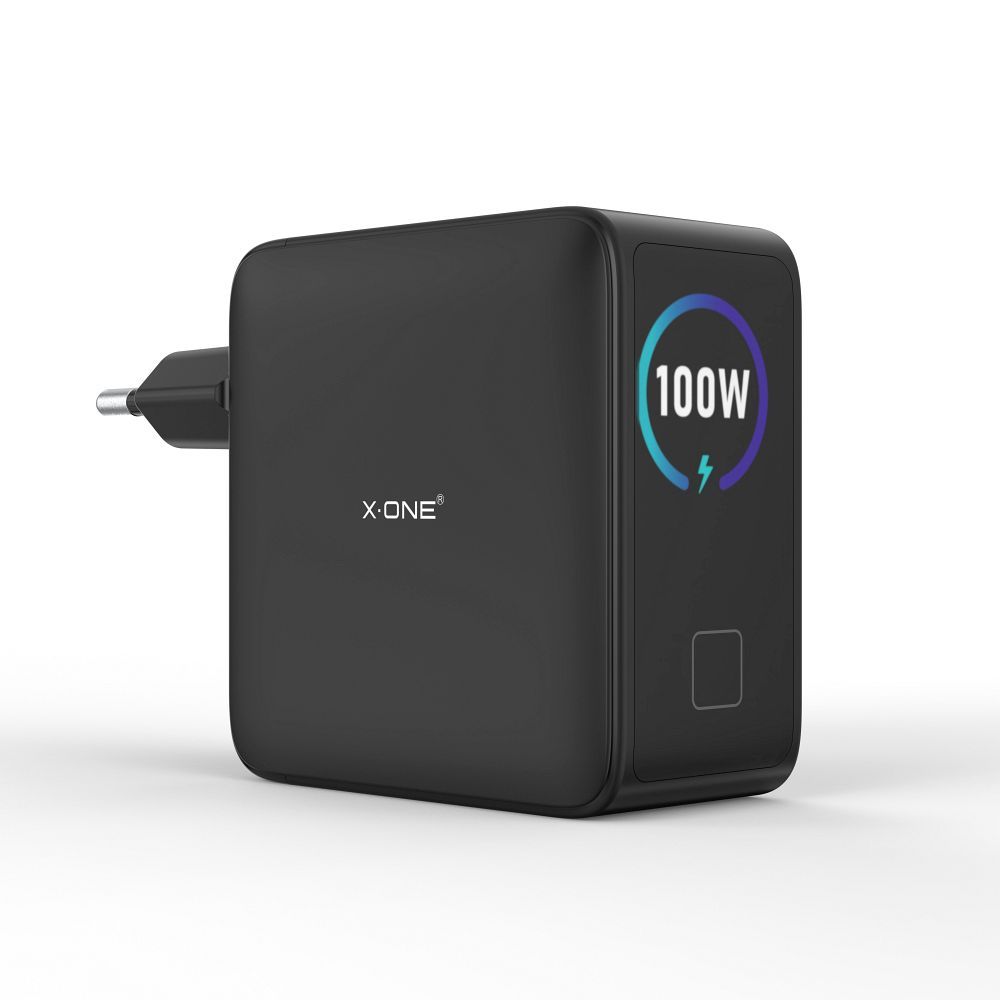 Travel charger X-ONE ChargeGo GaN with LCD 100W 2x USB C - black