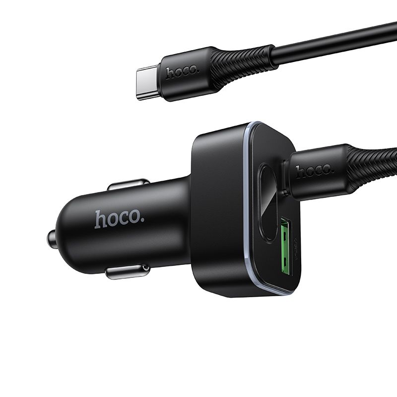 Car charger Hoco USB A + USB C PD QC3.0 48W + cable USB C to C Z63B black