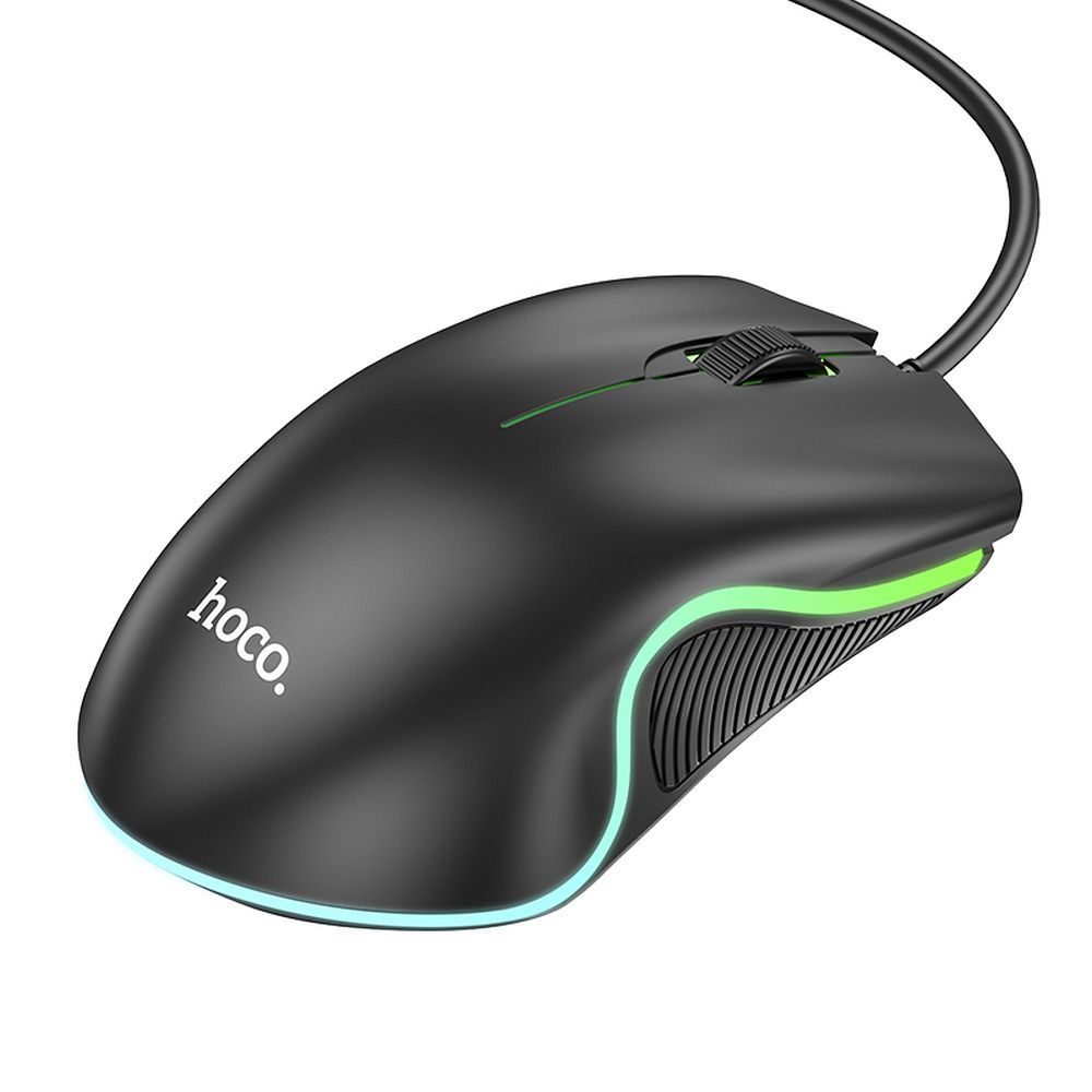 Wire gaming mouse Hoco USB A 1000 dpi with flashing light GM19 black