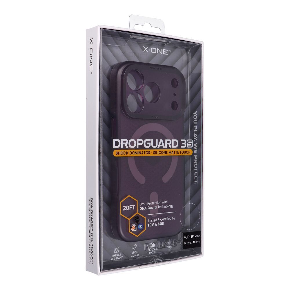 X-ONE Dropguard 3S Shock Dominator compatible with MagSafe for iPhone 18 Pro / 17 Pro dark cherry