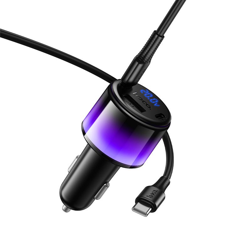 Car charger Hoco USB A + 2xUSB C PD QC3.0 37W + cable USB C to C Z69A black