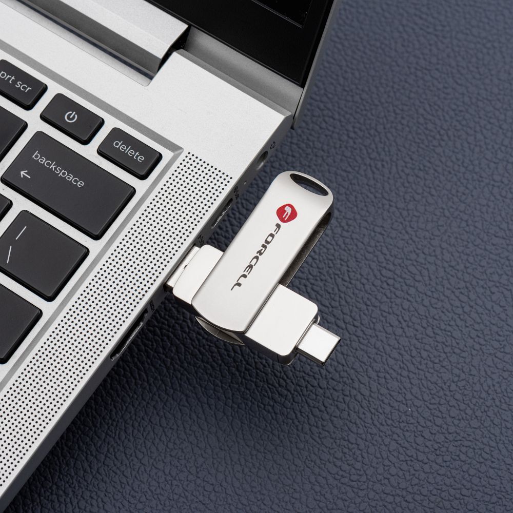 Pendrive 16GB USB 3.2 Gen 1 (USB A / USB C) Forcell F-Data Metal Duo silver