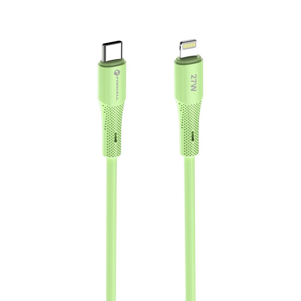 Cable USB C to Lightning Forcell F-Energy PD 3A 27W Silicone 1 m C346 green