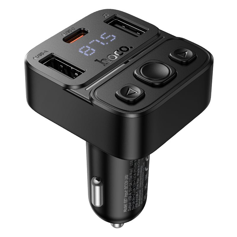 Car transmitter bluetooth Hoco USB A + USB C QC PD 35W E87 black
