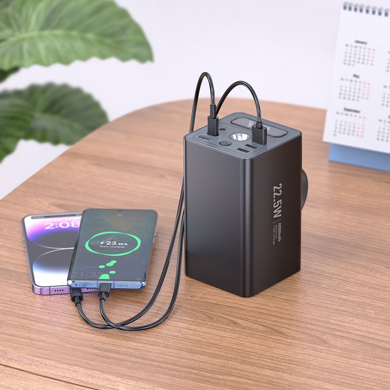 Powerbank Hoco 60000 mAh QC PD 3A 22,5W DC12V with built-in light J138 black