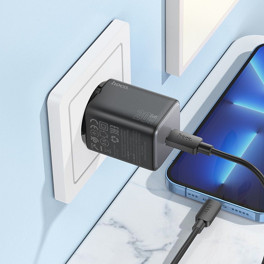 Ładowarka sieciowa do telefonu Hoco USB C QC PD 20W N40 czarna