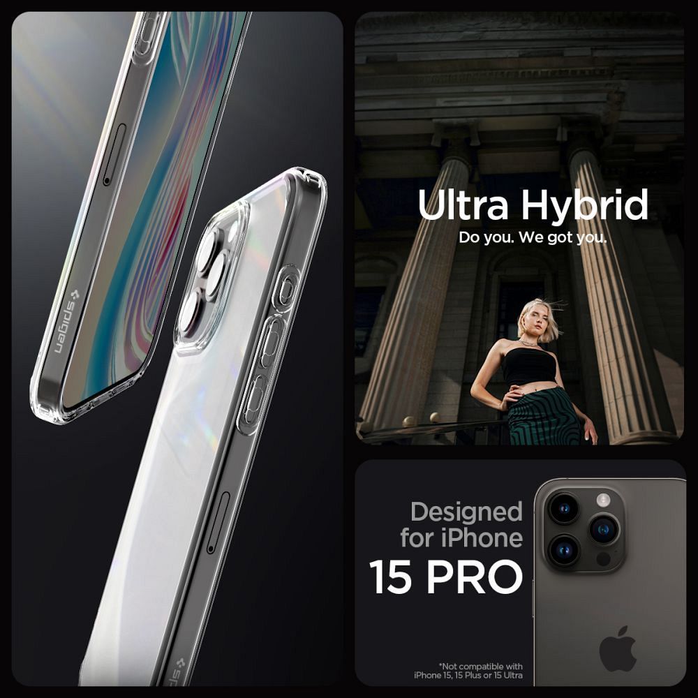SPIGEN futerał ULTRA HYBRID do IPHONE 15 Pro frost clear