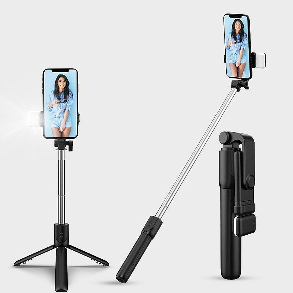 Selfie stick with wireless remote control tripod R1S black