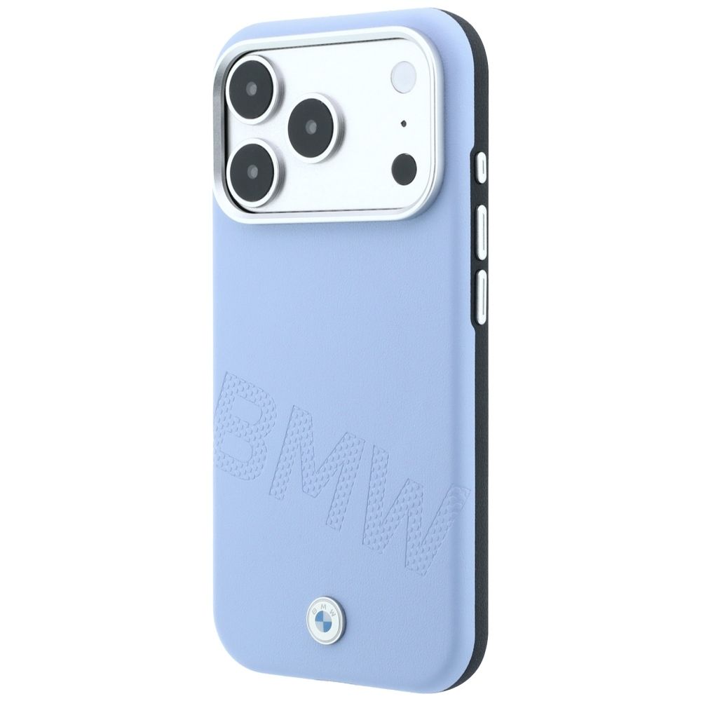 BMW case for IPHONE 18 Pro/17 Pro compatible with MagSafe (Sign Inclined Deboss Letters) blue