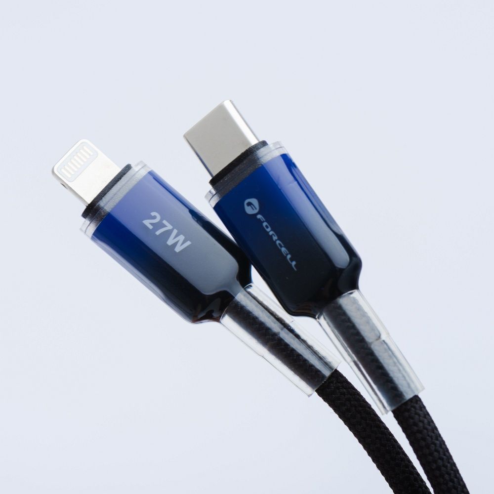 Cable USB C to Lightning Forcell F-Energy PD 3A 27W Gradient 1 m C356 black