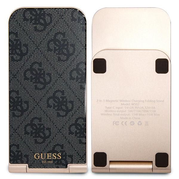 Wireless charger 2in1 Guess compatible with MagSafe 15W foldable GUDCFAL4PEGK gold