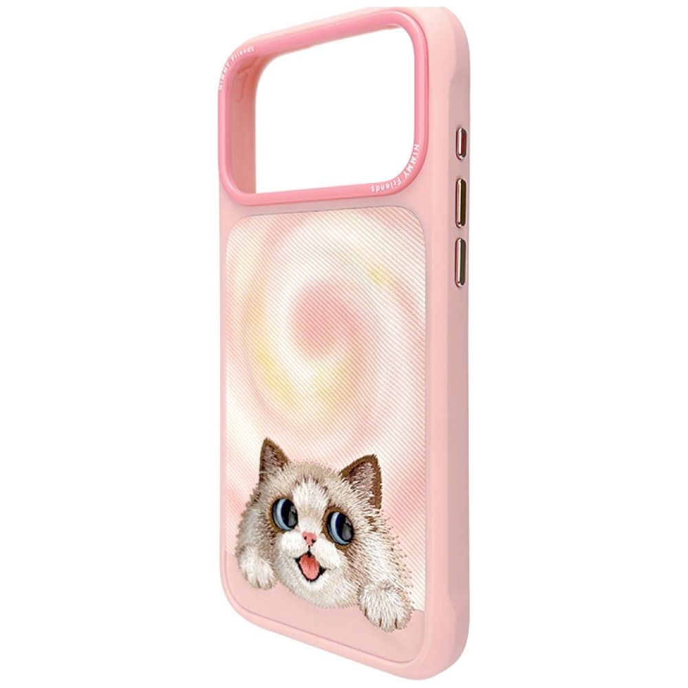 NIMMY case BIG EYED LYING RAGDOLL CAT compatible with MagSafe for IPHONE 18 Pro/17 Pro pink