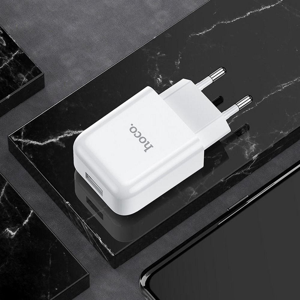 HOCO travel charger USB A + cable USB A to Type C 2.1A N2 white