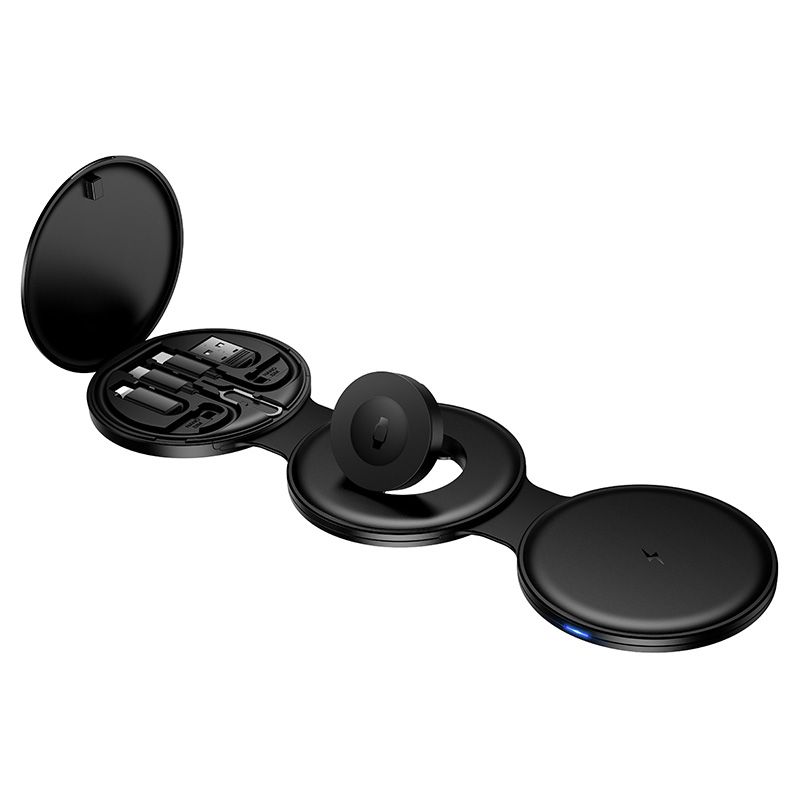 Wireless charger 4in1 60W with wall charger option compatible with Apple Watch Hoco CQ24 black